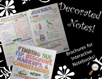 Preview of Tax, Tips, & Discounts - Decorated Notes Brochure for Interactive Notebooks