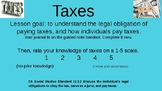 Taxation Powerpoint Lesson Guided Notes Game on Taxes Regr