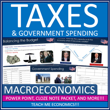 Preview of Taxes & Government Spending Powerpoint Worksheet + Digital Interactive Notebook