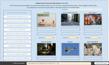 Preview of Taxes: Government spending analysis: Interactive Personal Finance Worksheet