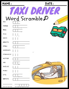 Taxi Driver Word Scramble Puzzle Worksheets Activities For Kids TPT