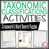 Taxonomic Classifications Activities Crossword Puzzle Word Search