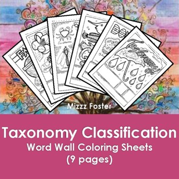 Preview of Taxonomy Classification Word Wall Coloring Sheet (9 pages)