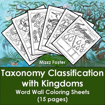 Preview of Taxonomy Classification and Kingdoms Word Wall Coloring Sheets (15 pgs)