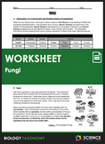 Worksheet - Taxonomy - Fungi - Distance Learning