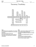 Taxonomy Vocabulary Crossword Puzzle