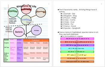 Preview of Taxonomy and Classification Unit Notes, Life Science Curriculum Information