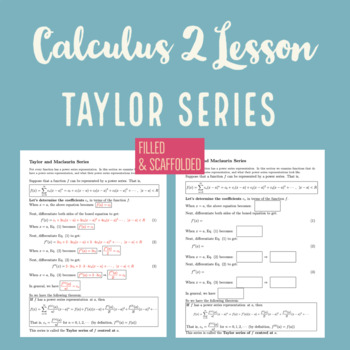 Preview of Taylor Series & Maclaurin Series  (Scaffolded + Full Notes) - Integral Calculus
