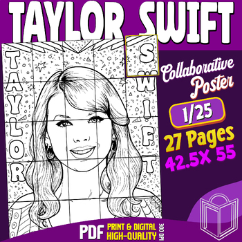 Preview of Taylor Swift Collaborative Mandala Poster Coloring Craft, Bulletin Board