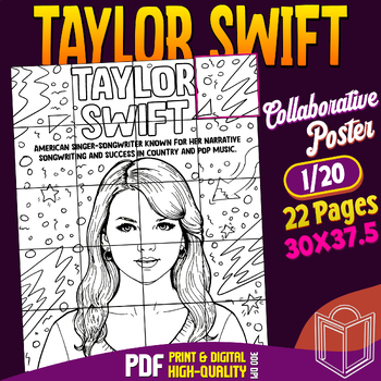 Preview of Taylor Swift Collaborative Poster Coloring Craft: Unleash Your Creativity!