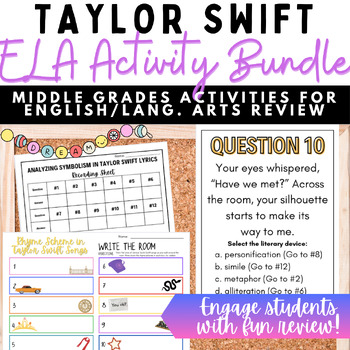 Preview of Taylor Swift ELA Bundle | Review Figurative Language, Poetry, and More!
