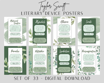 Preview of Taylor Swift English Classroom Posters: Literary/Rhetorical Devices