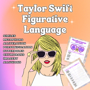 Preview of Taylor Swift Figurative Language Lyric Analysis Simile Metaphor ELA May June Fun