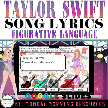 Preview of Taylor Swift Figurative Language Song Lyrics - Figurative Language Activity