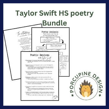 Preview of Taylor Swift High school Poetry Bundle--devices, analysis, flow chart, essay