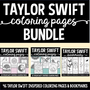 Preview of Taylor Swift Inspired Coloring Pages for the Classroom BUNDLE