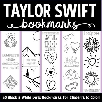 Preview of Taylor Swift Inspired Doodle Bookmarks