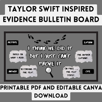 Preview of Taylor Swift Inspired Evidence Bulletin Board- EDITABLE