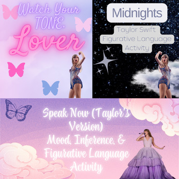 Preview of Taylor Swift Inspired Mood, Tone, Inference, Figurative Language BUNDLE Digital