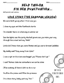 Taylor Swift Inspired Punctuation Rules Worksheet