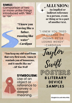 Preview of Taylor Swift Literary Device Posters
