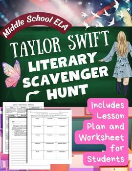 Preview of Taylor Swift Literary Poetic Devices Scavenger Hunt Song Analysis Activity