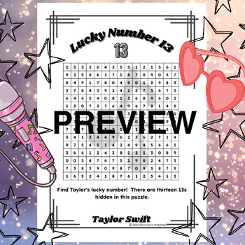 Preview of Taylor Swift Lucky #13 Number Search