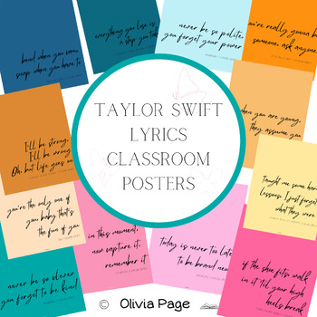 Preview of Taylor Swift Lyrics Classroom Posters