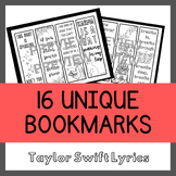 Taylor Swift Lyrics Coloring Page Bookmark BUNDLE
