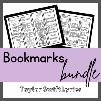 Preview of Taylor Swift Lyrics Coloring Page Bookmark Set {VERSION 1}