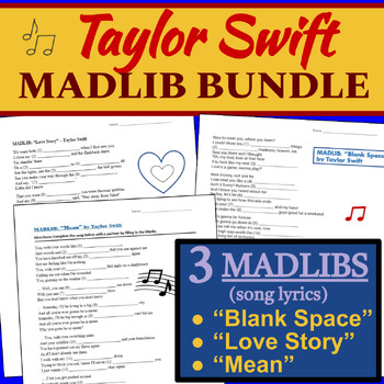 Preview of Taylor Swift -- MADLIB Bundle (Song Lyrics)