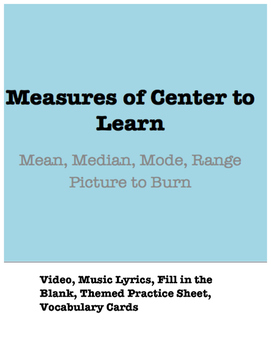 Preview of Taylor Swift Math: Measures of Center (Picture to Burn Parody, Practice, Vocab)