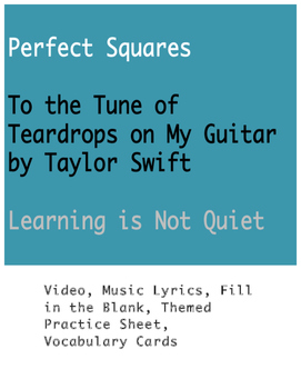 Preview of Taylor Swift Math: Perfect Squares (Video, Lyrics, Notes, Vocabulary, Practice)