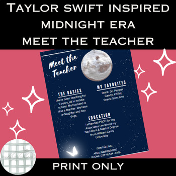 Preview of Taylor Swift Midnight Era Meet the Teacher