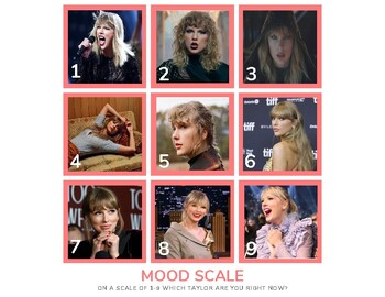 Taylor Swift Mood Scale by Counselor Brooke | TPT