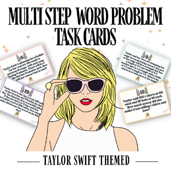 Preview of Taylor Swift Multi Step Operation Word Problems Math Multiply Divide Add May Fun