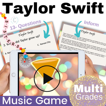 Preview of Taylor Swift Womens History Month Game 13 Questions, Music activities