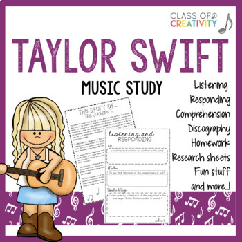 Preview of Taylor Swift Music Study Activities and Worksheets