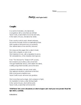 Preview of Taylor Swift Poetry Unit - Poetry Lessons