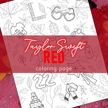Preview of Taylor Swift RED Coloring Sheet