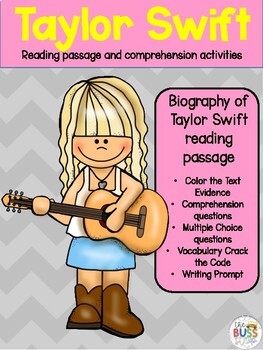 Preview of Taylor Swift Reading Passage with Comprehension Activities