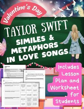Preview of Taylor Swift Similes Metaphors Valentines Day Love Songs Middle School Fun Swift