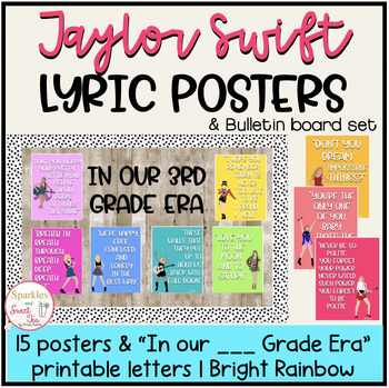 Preview of Taylor Swift Song Lyric Posters & Bulletin Board Set | Bright & Happy Rainbow