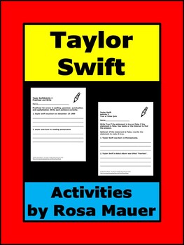 Preview of Taylor Swift Stand-Alone Srintable Activities Packet with Activity Ideas