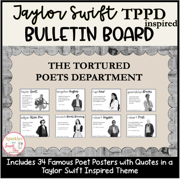 Preview of Taylor Swift The Tortured Poets Department Bulletin Board | Famous Poetry