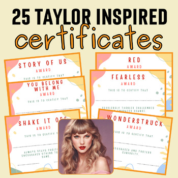 Preview of Taylor Swift Themed Certificates - End of Year Awards - PBIS - Staff or Students