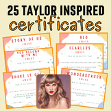 Taylor Swift Themed Certificates - End of Year Awards - PB