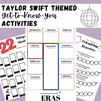 Preview of Taylor Swift Themed Get-to-Know-You Activities: 4 Activities for Swifties!