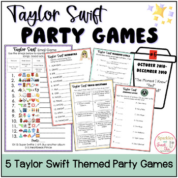 Taylor Swift Themed Party Games, 5 Ready to Play Games!