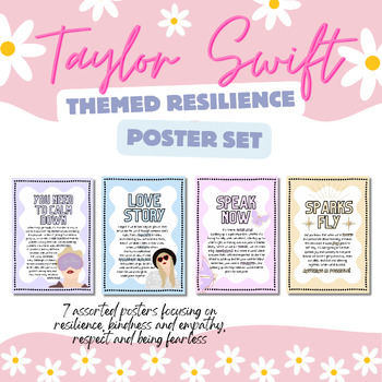 Preview of Taylor Swift Themed Resilience, Kindness and Self Empowerment Poster Set